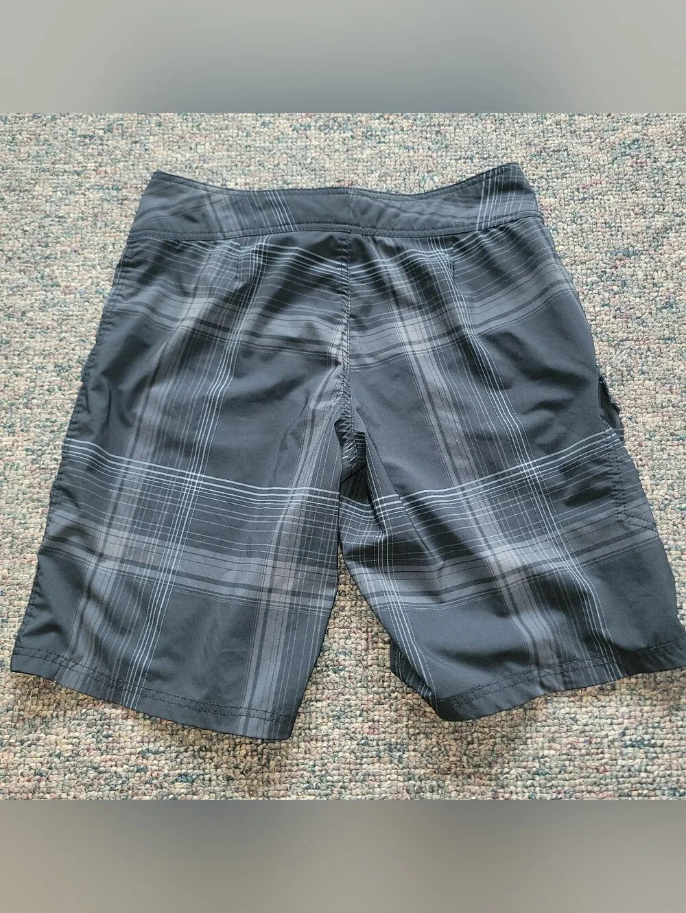 Men's Black Plaid - Classic Boardshorts